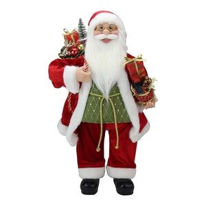 Festive Santa Claus Figurine in Red and Green
